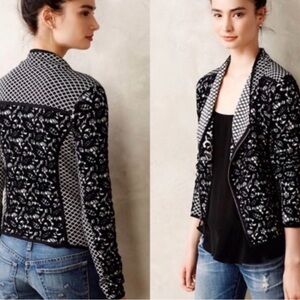 Anthropologie Moth Black and White Lace Blazer